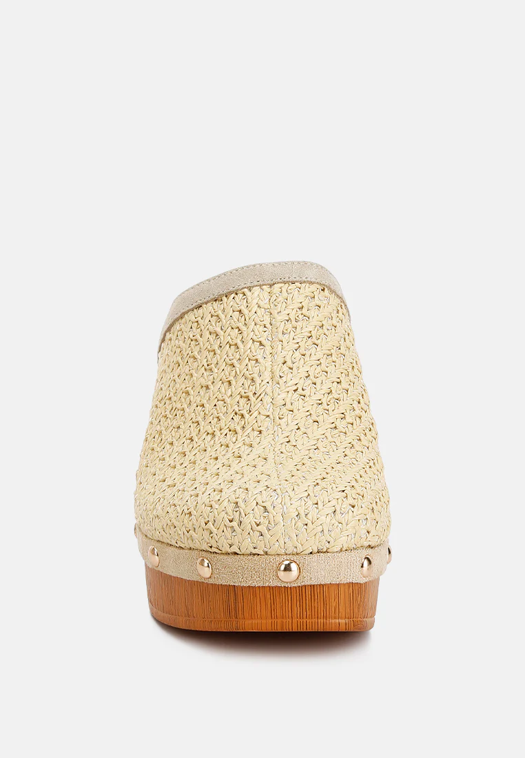 Jeydena Raffia Platform Clogs In Natural - Image 3