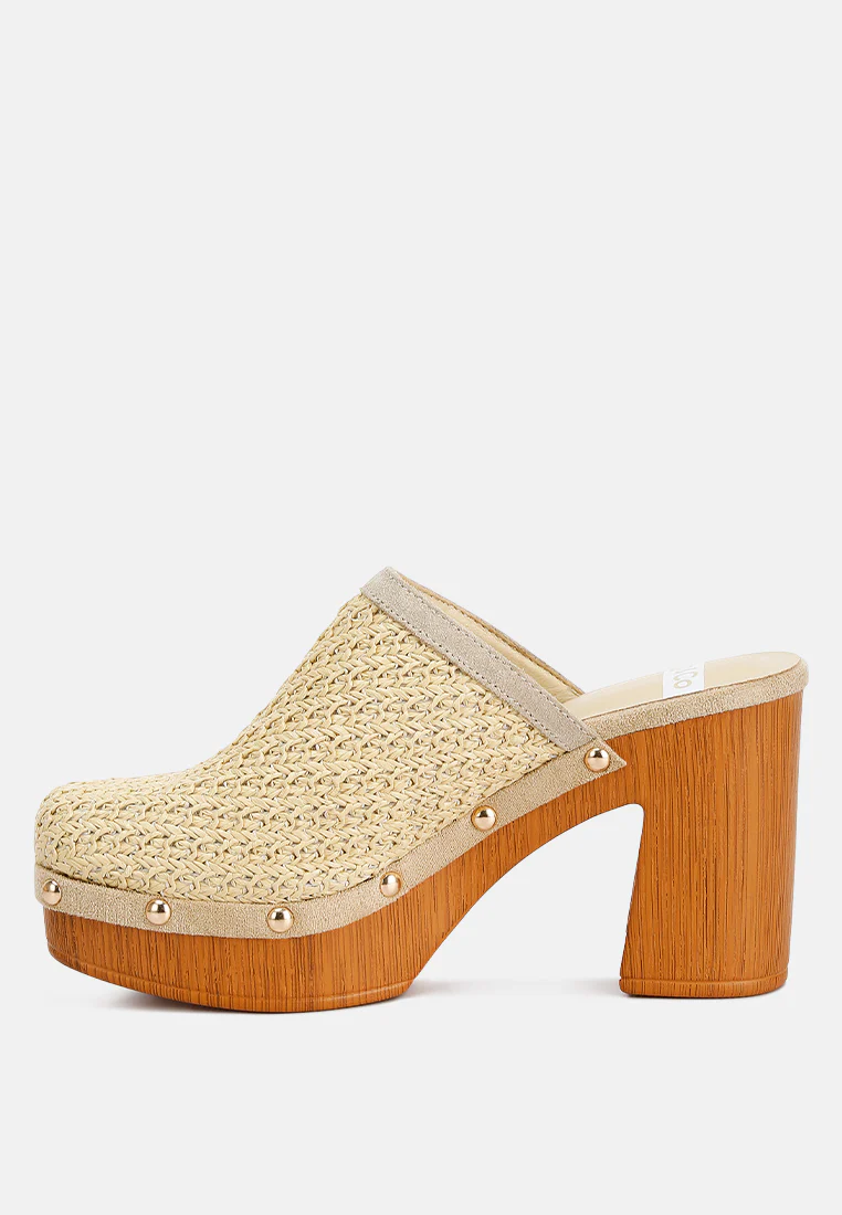 Jeydena Raffia Platform Clogs In Natural - Image 4