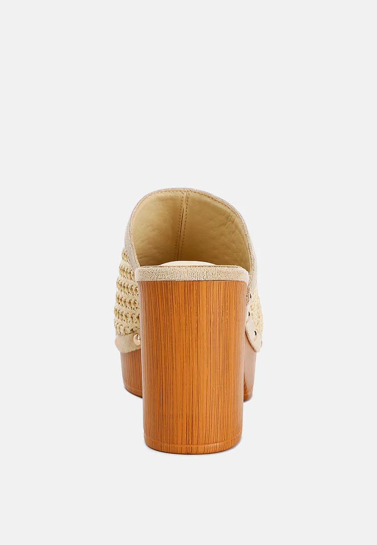 Jeydena Raffia Platform Clogs In Natural - Image 5