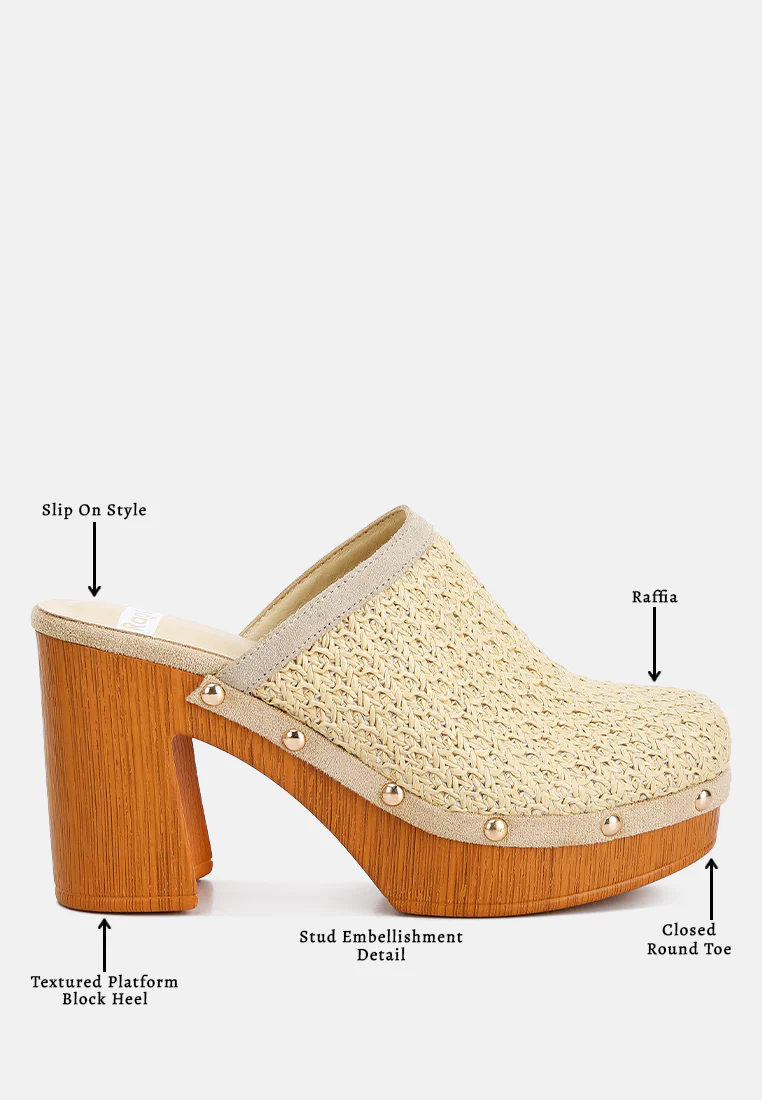 Jeydena Raffia Platform Clogs In Natural - Image 8