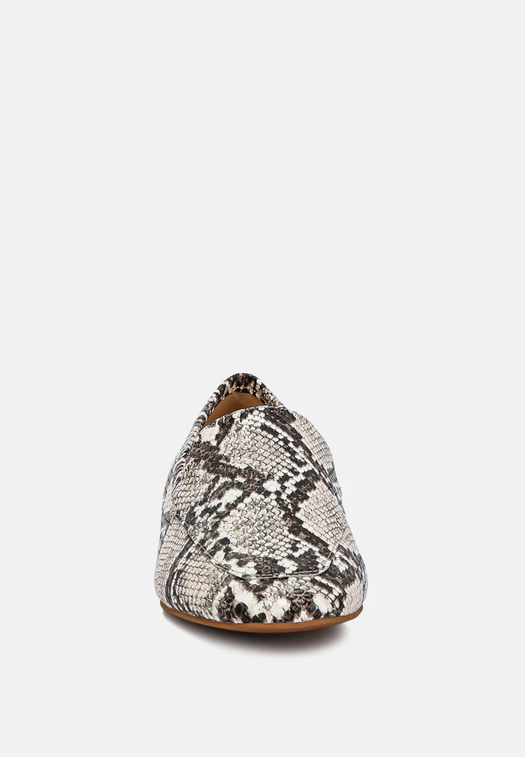 JULIA Snake Skin Textured Loafers - Image 3