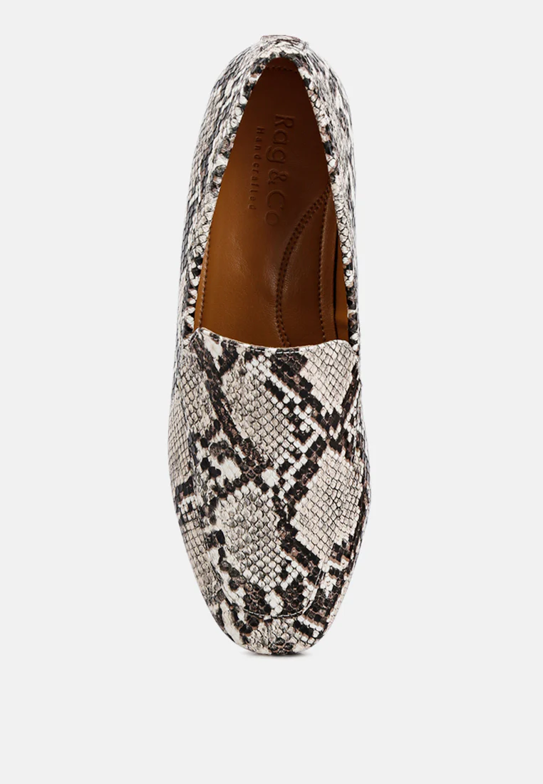 JULIA Snake Skin Textured Loafers - Image 6