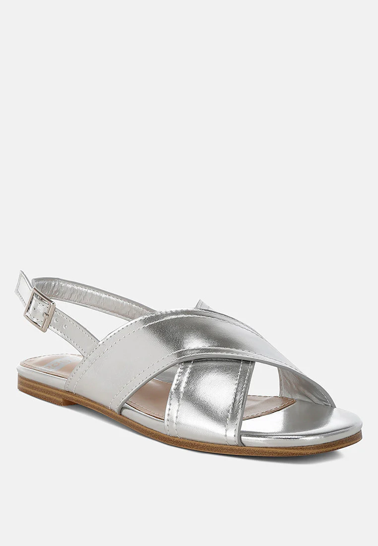 Kanon Metallic Pleather Criss-Cross Flats - Image 9