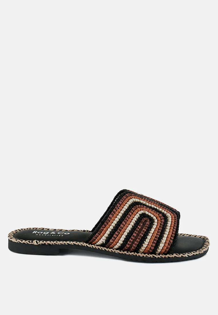 Kente Patterned Raffia Slip-On Flats