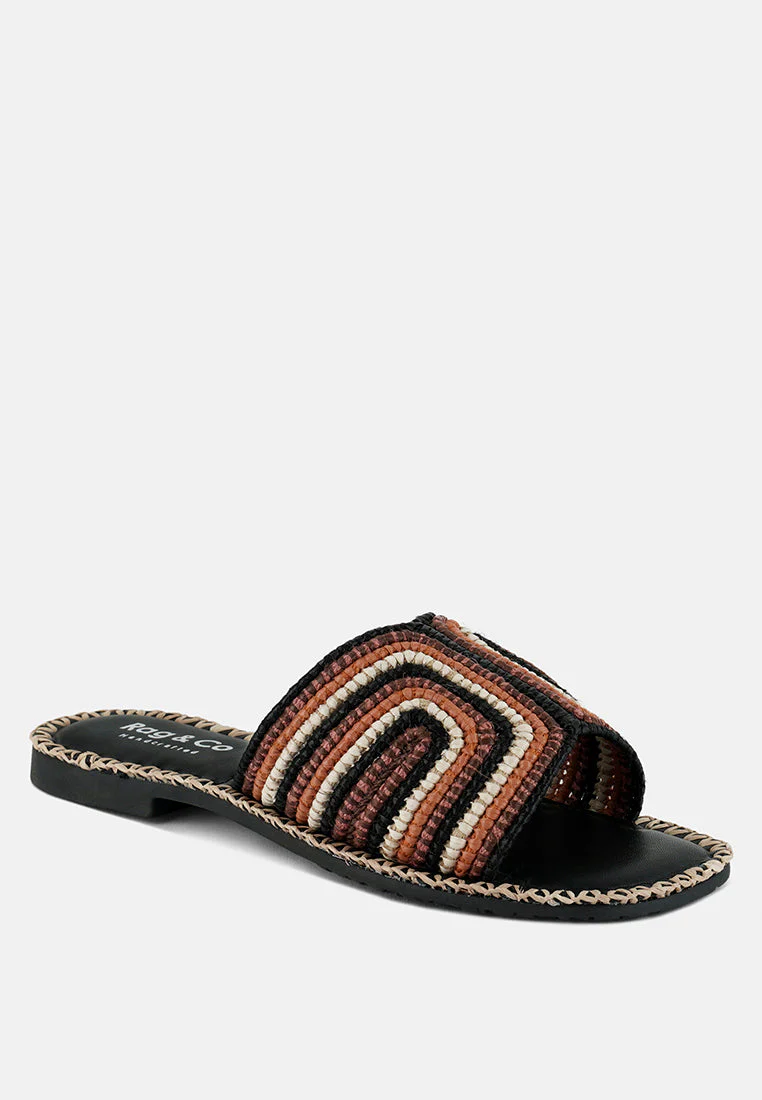 Kente Patterned Raffia Slip-On Flats - Image 2