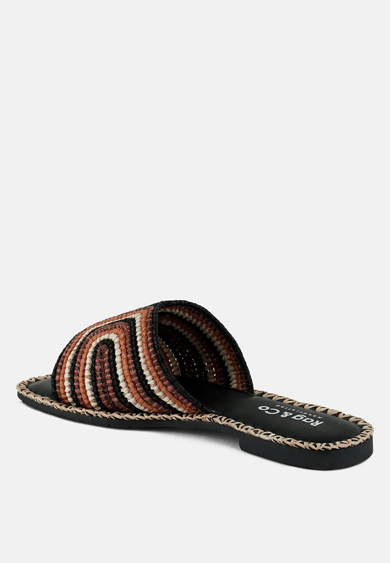 Kente Patterned Raffia Slip-On Flats - Image 3
