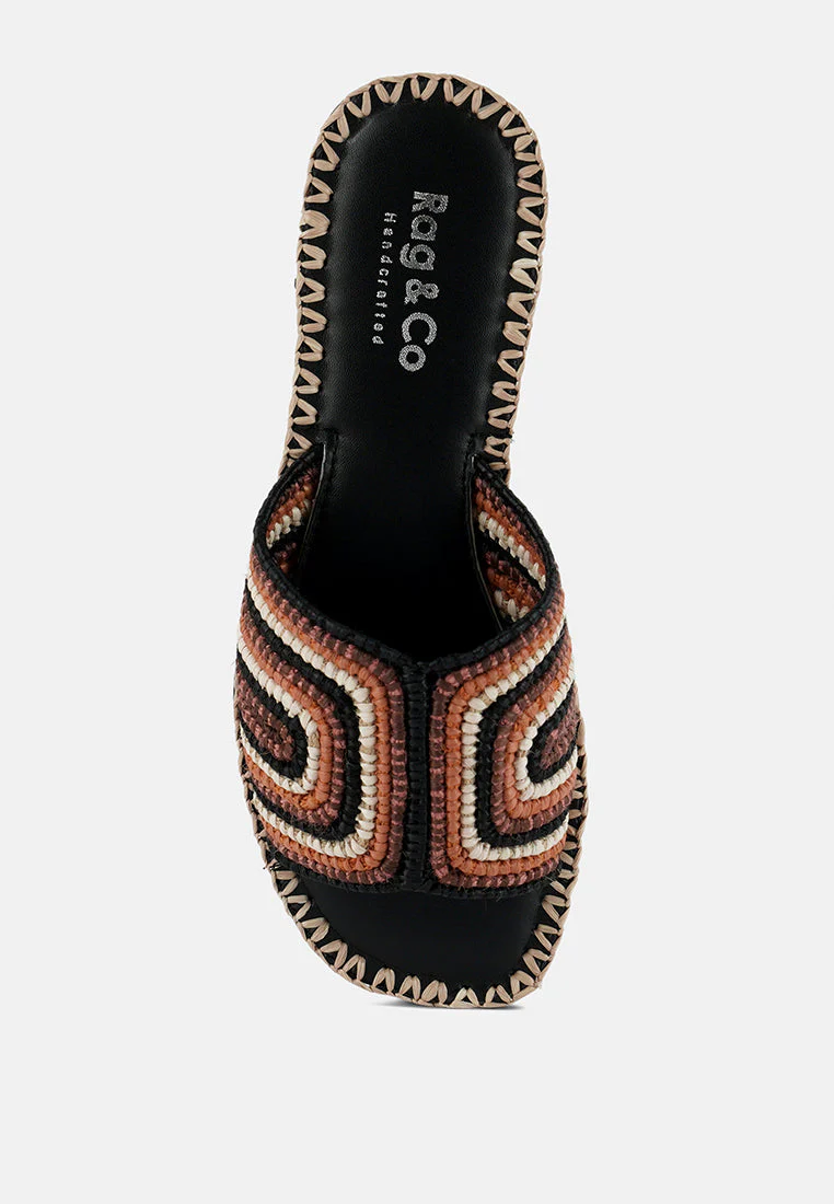 Kente Patterned Raffia Slip-On Flats - Image 4
