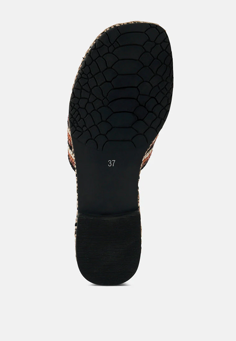 Kente Patterned Raffia Slip-On Flats - Image 5