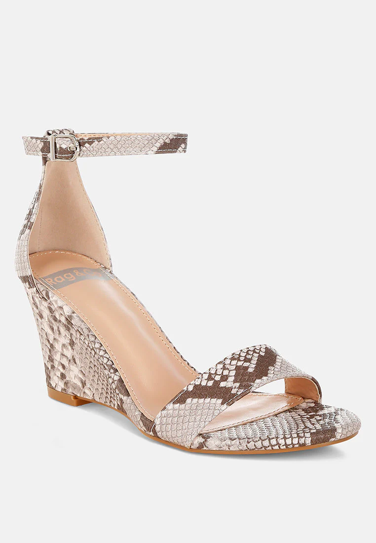 Kodor Snake Print Slim Wedge Heel Sandals - Image 2