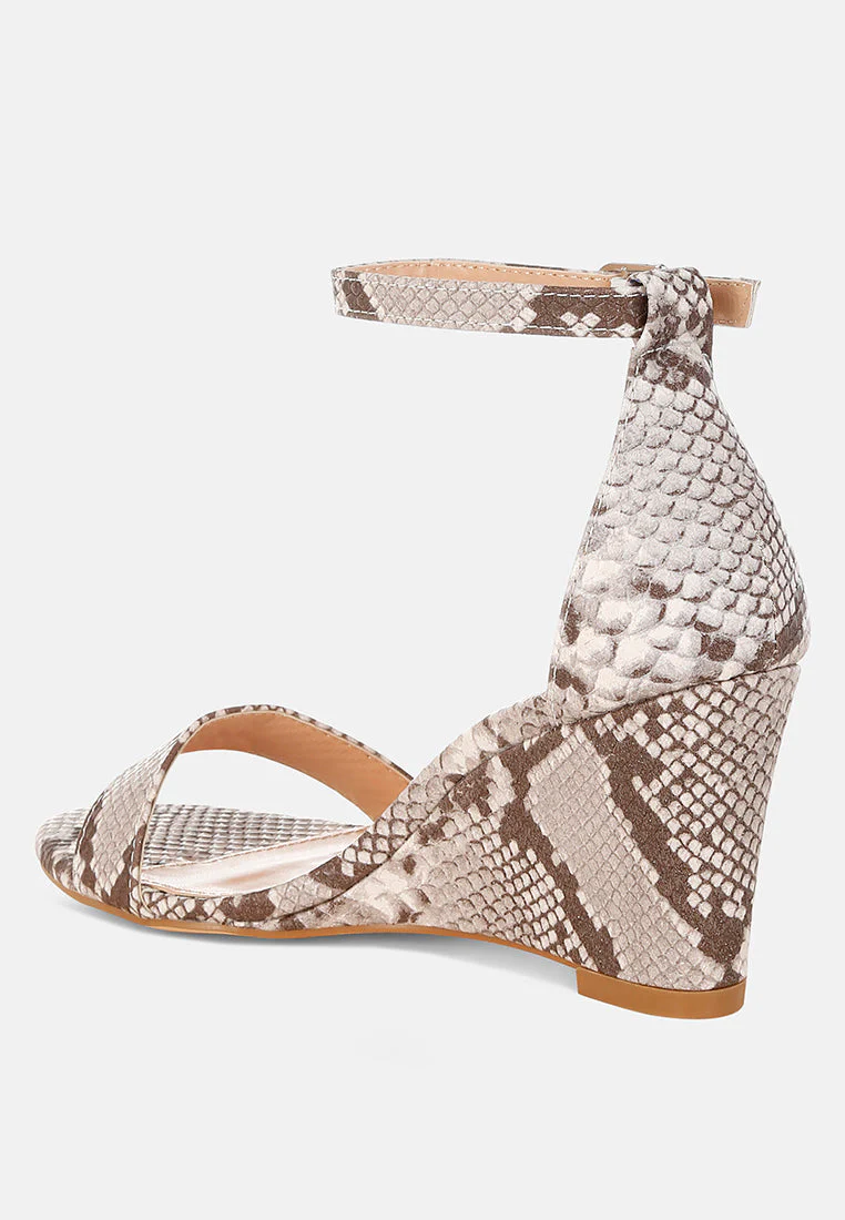 Kodor Snake Print Slim Wedge Heel Sandals - Image 3