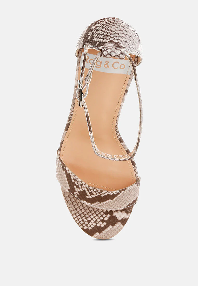 Kodor Snake Print Slim Wedge Heel Sandals - Image 4