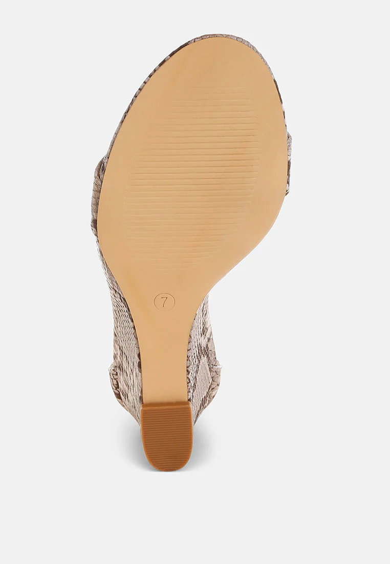 Kodor Snake Print Slim Wedge Heel Sandals - Image 5