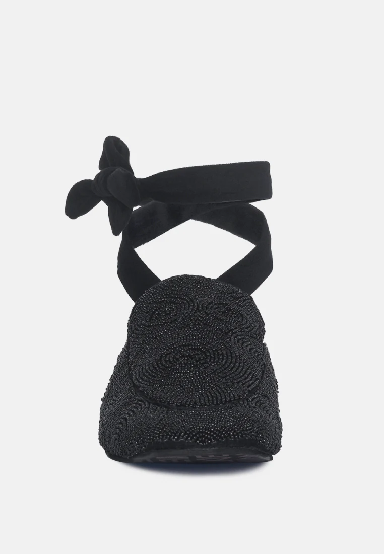 KUBA African Intricate Embroidery Black Mules - Image 3