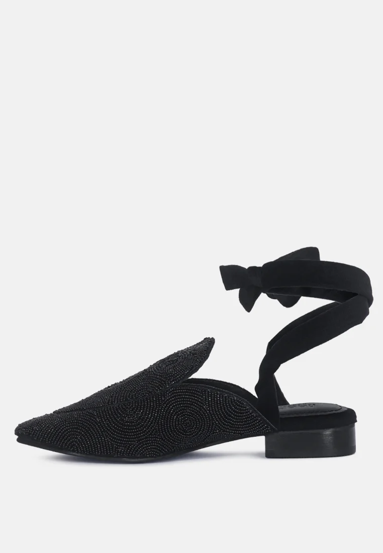 KUBA African Intricate Embroidery Black Mules - Image 4