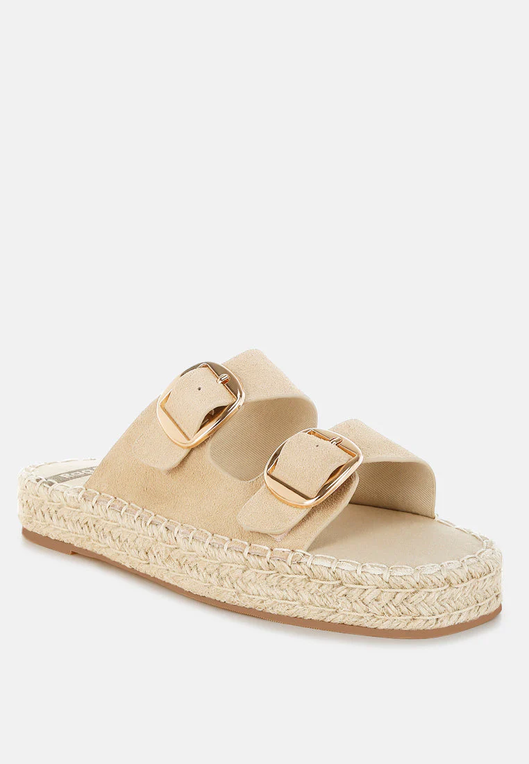 Kuopa Genuine Soft Leather Espadrille Flatform Sandals - Image 2