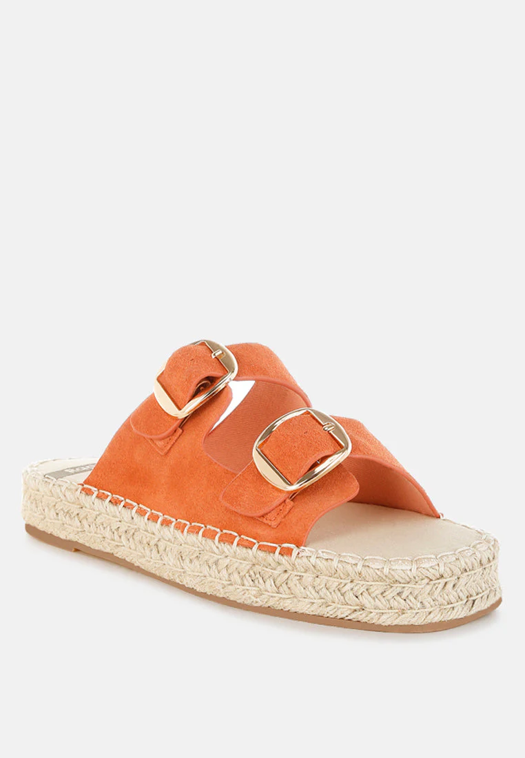 Kuopa Genuine Soft Leather Espadrille Flatform Sandals - Image 9