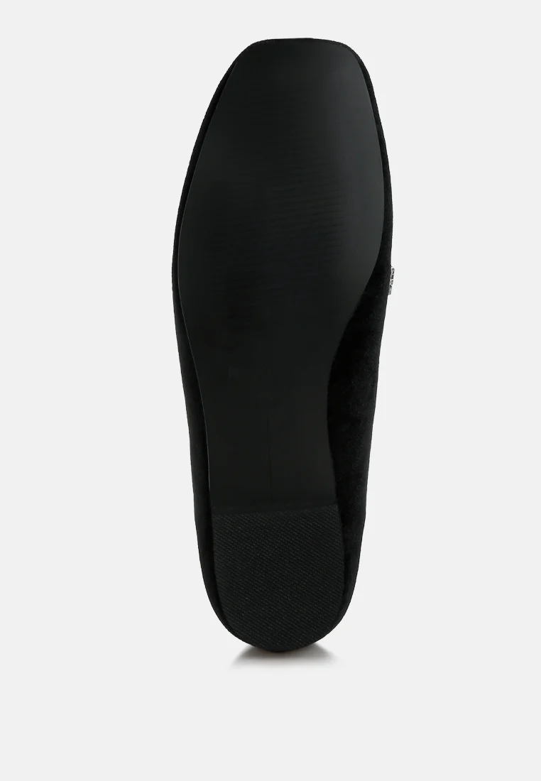 Kyari Velvet Diamante Strap Loafers - Image 11