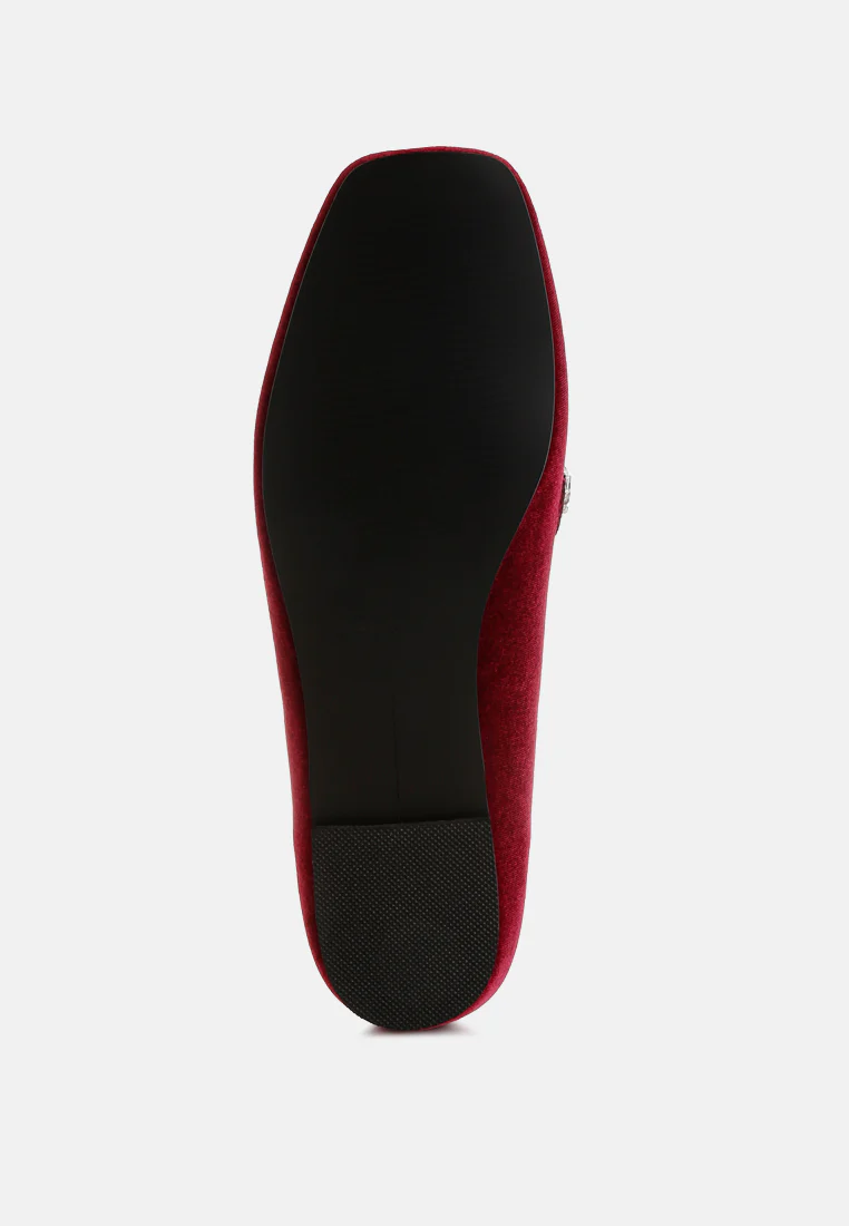 Kyari Velvet Diamante Strap Loafers - Image 6