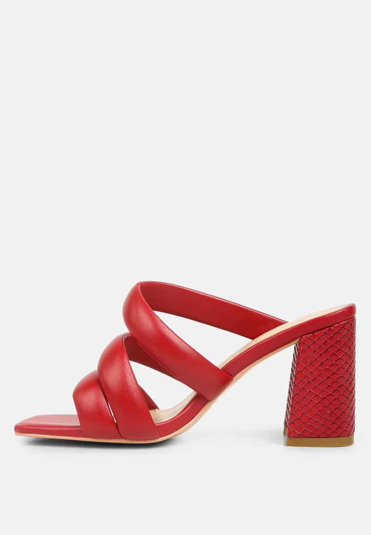 KYWE Red Textured Heel Chunky Strap Sandals - Image 4