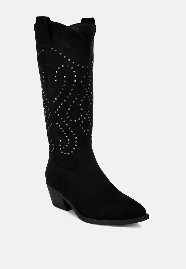 Lariat Studs Embellished Cowboy Boots - Image 14