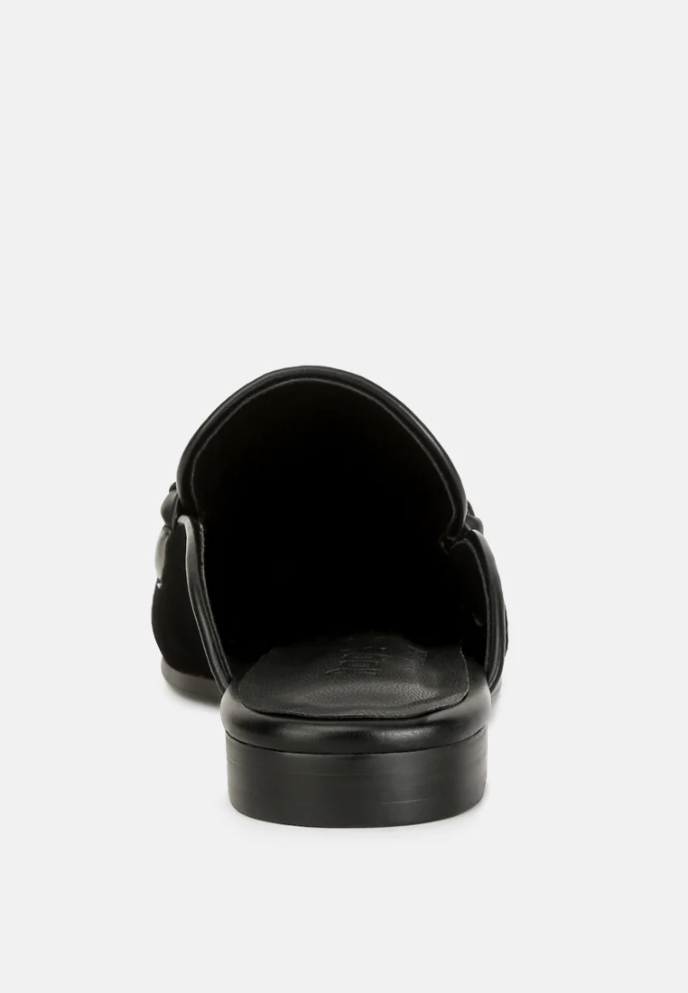 Lavinia Suede Leather Braided Detail Mules In Black - Image 5