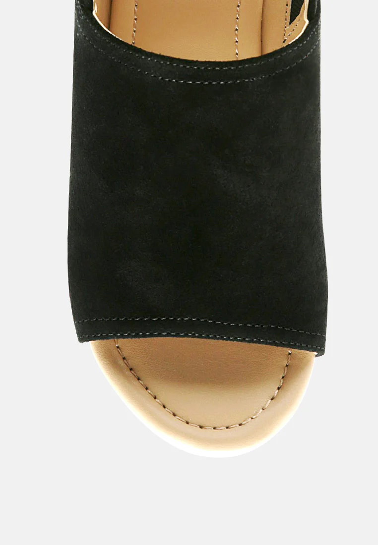 VENDELA Leather Slingback Platform Sandal in Black - Image 4