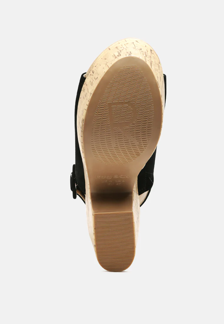 VENDELA Leather Slingback Platform Sandal in Black - Image 5