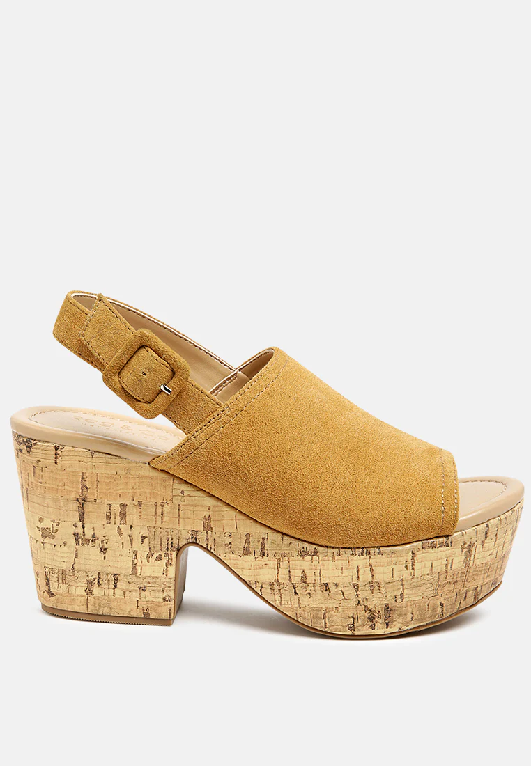 VENDELA Leather Slingback Platform Sandal in Tan - Image 2