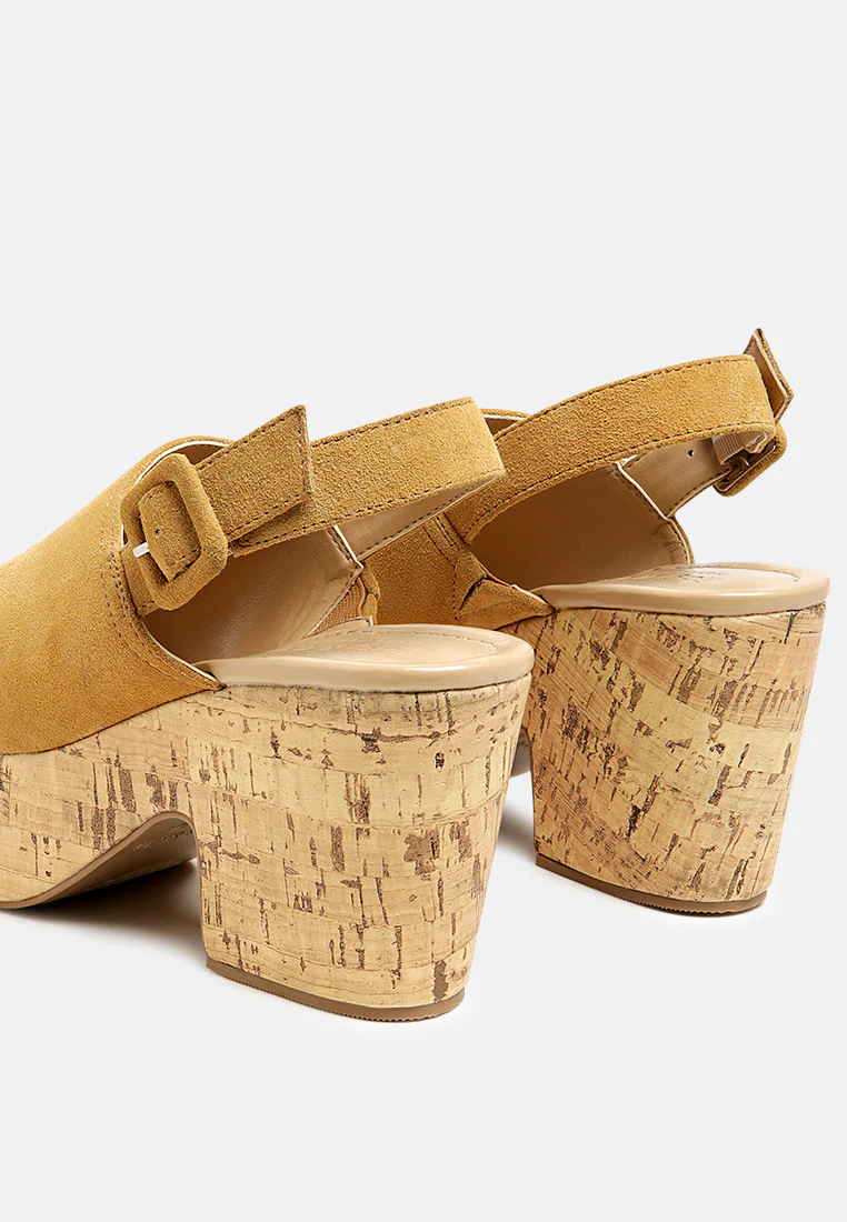 VENDELA Leather Slingback Platform Sandal in Tan - Image 3