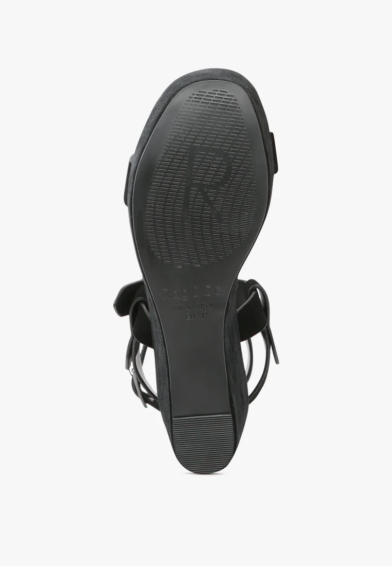 PORTIA Leather Wedge Sandal in Black - Image 5