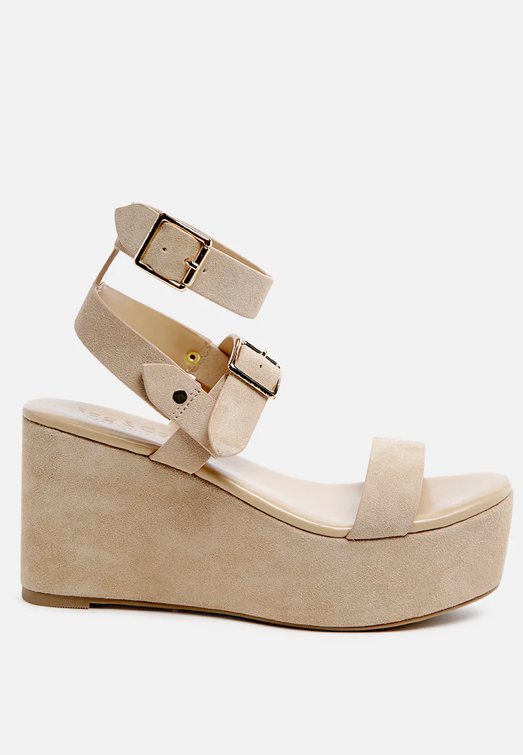 PORTIA Leather Wedge Sandal in Nude - Image 2