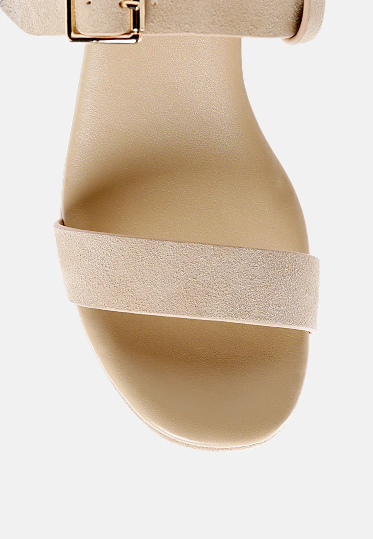 PORTIA Leather Wedge Sandal in Nude - Image 5