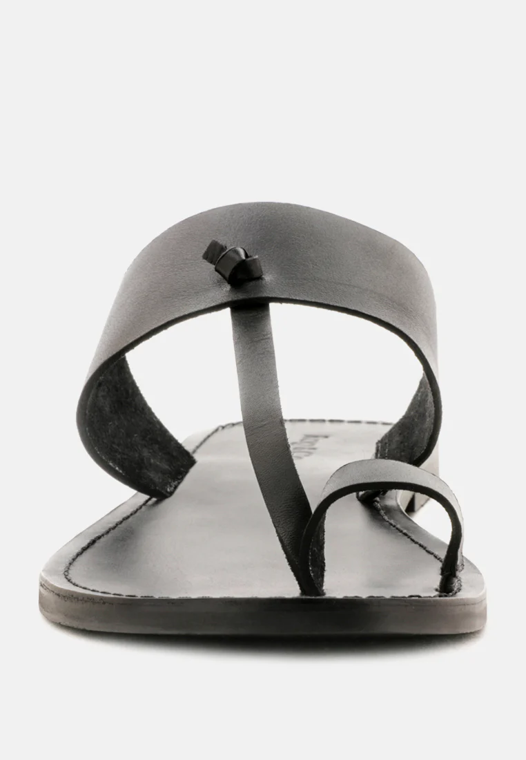 LEONA Black Thong Flat Sandals - Image 3