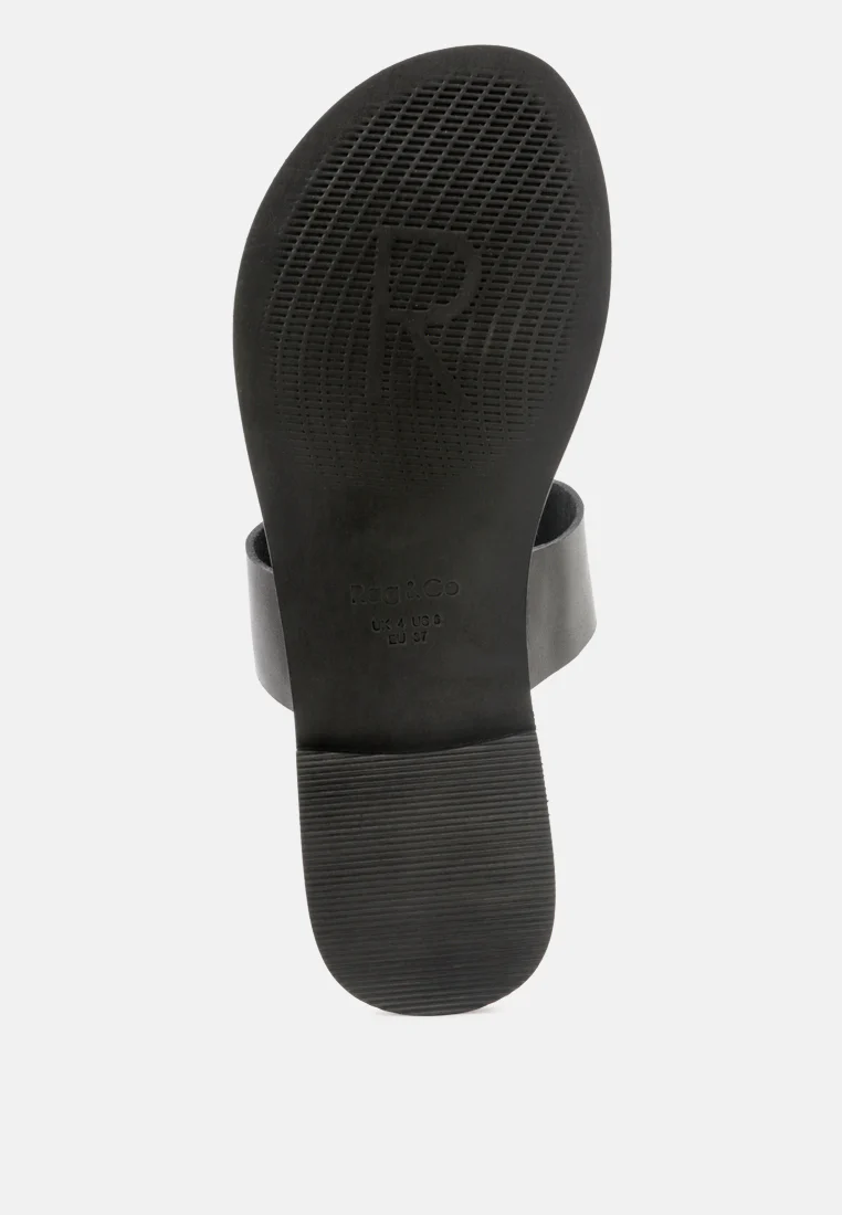 LEONA Black Thong Flat Sandals - Image 6