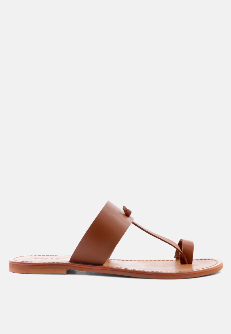 LEONA Tan Thong Flat Sandals - Image 2