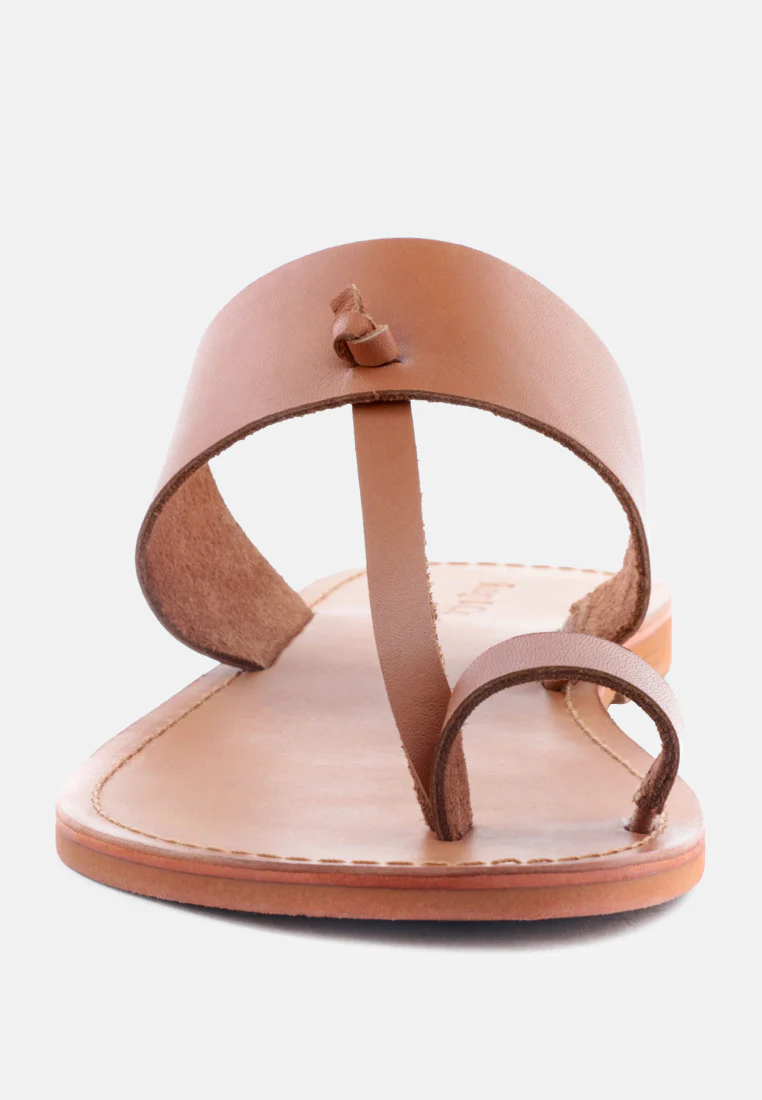 LEONA Tan Thong Flat Sandals - Image 3
