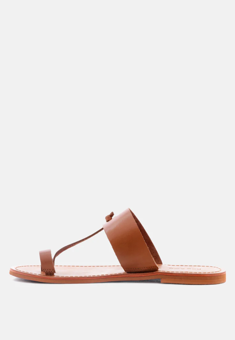 LEONA Tan Thong Flat Sandals - Image 4