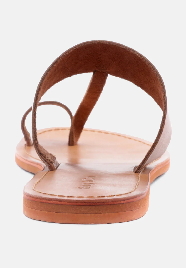 LEONA Tan Thong Flat Sandals - Image 5
