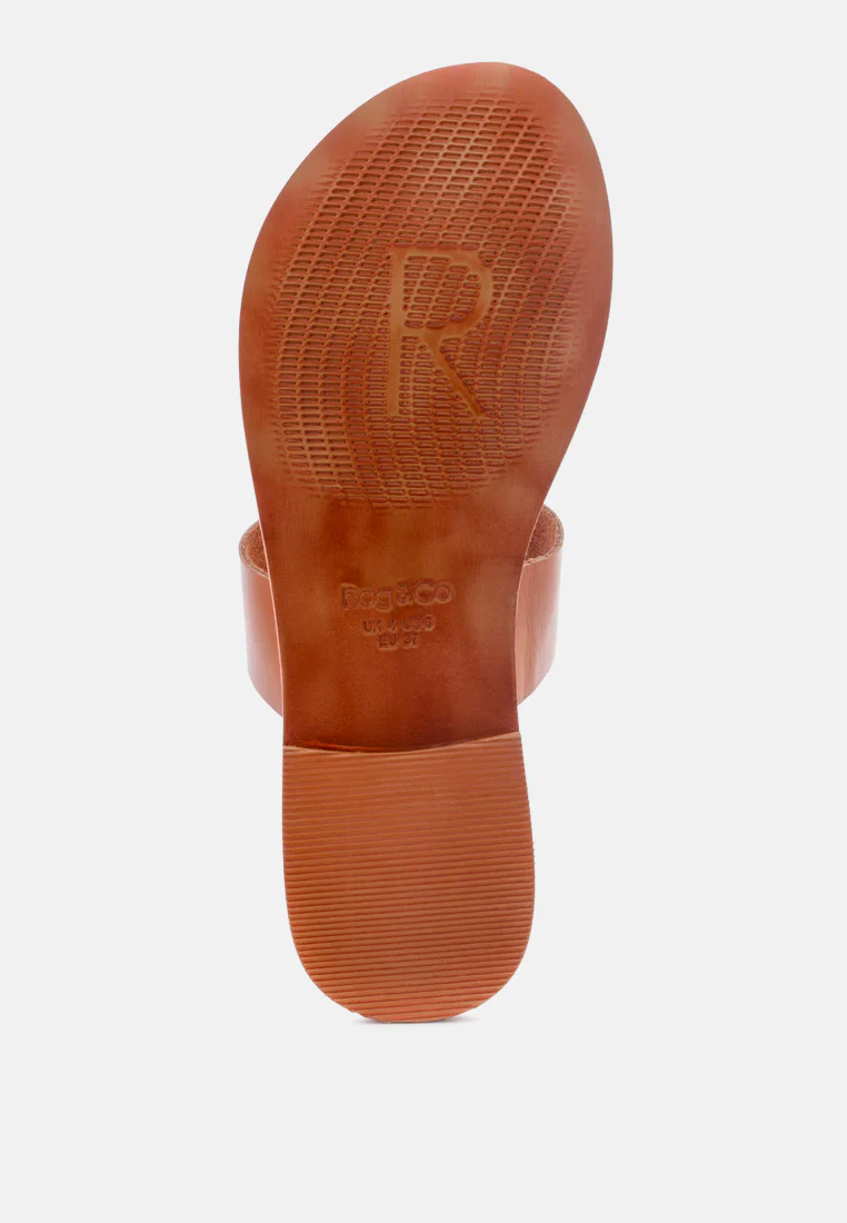 LEONA Tan Thong Flat Sandals - Image 6