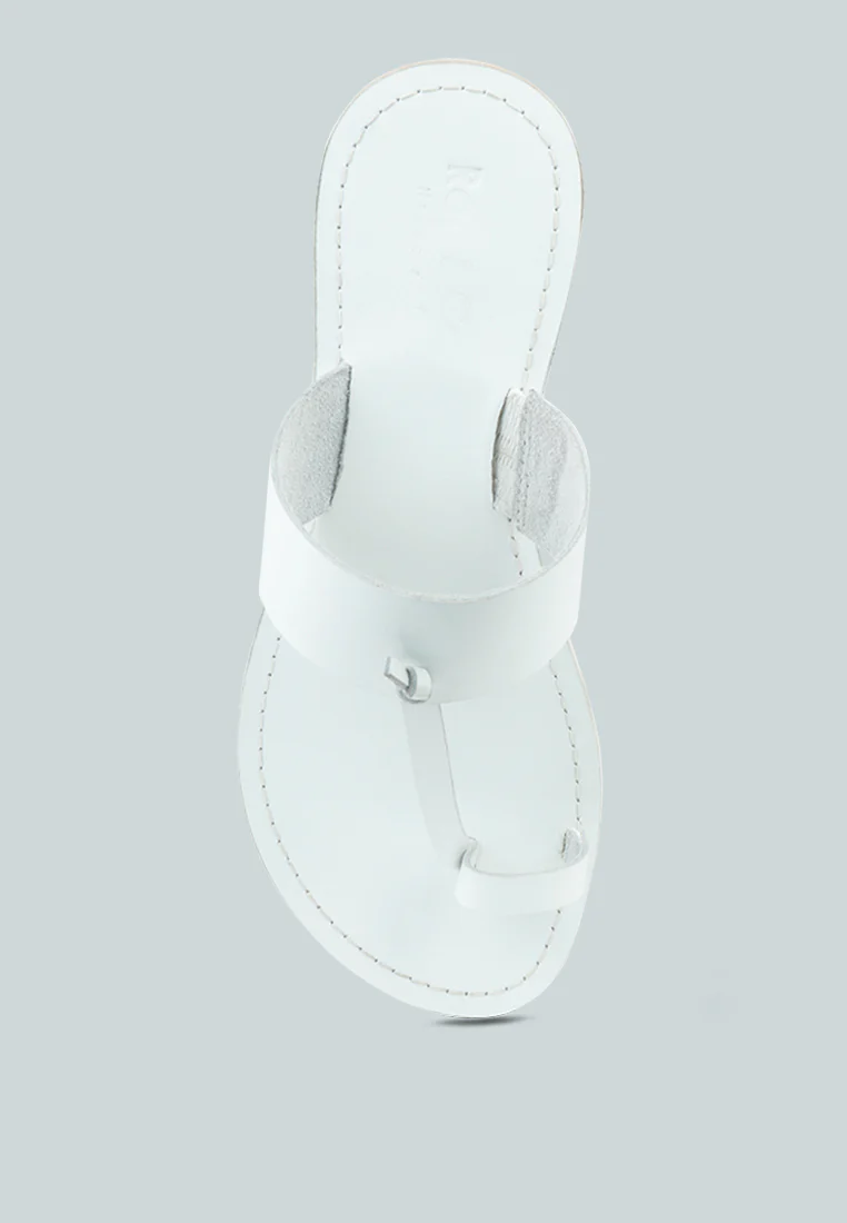 LEONA White Thong Flat Sandals - Image 6