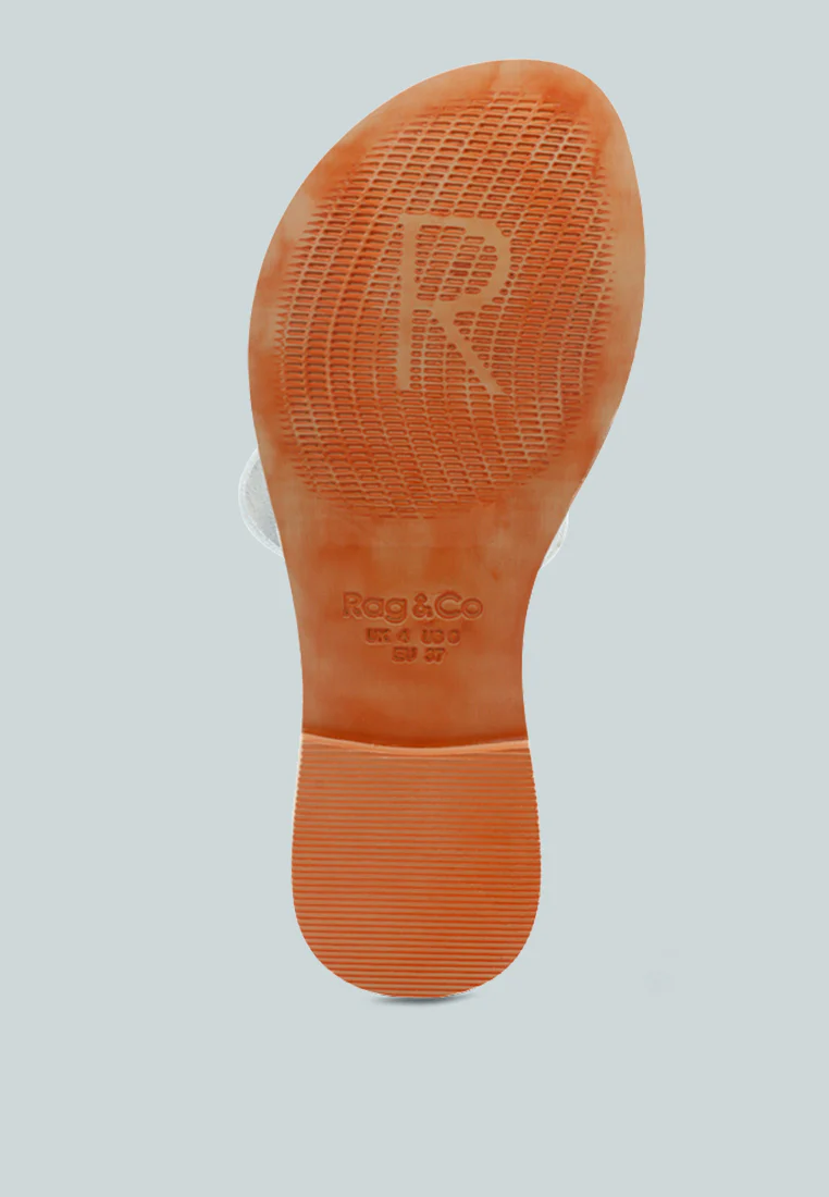 LEONA White Thong Flat Sandals - Image 7