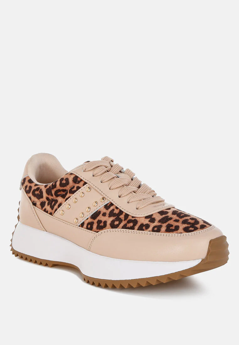 Lepark Real Leather Leopard Print Sneakers - Image 3