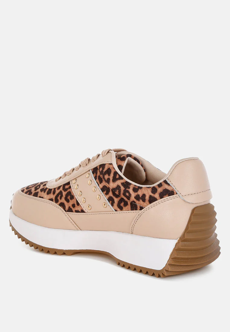Lepark Real Leather Leopard Print Sneakers - Image 4