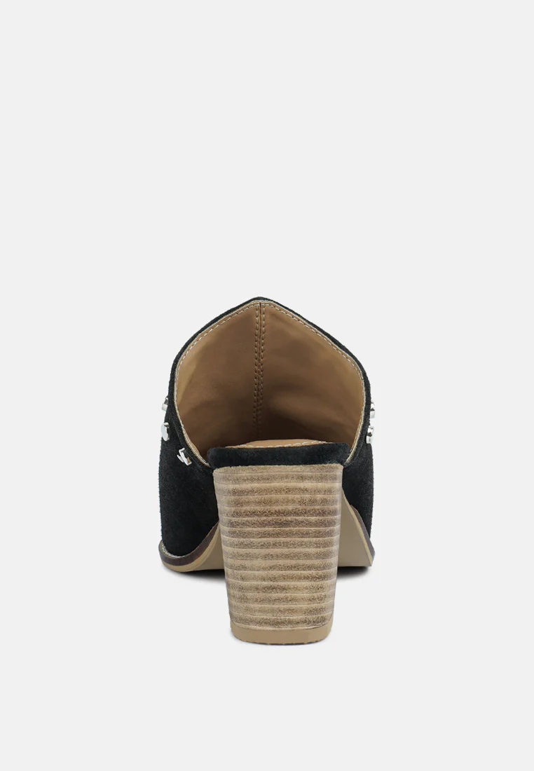 LESLIE Stacked Heel Mules - Image 5