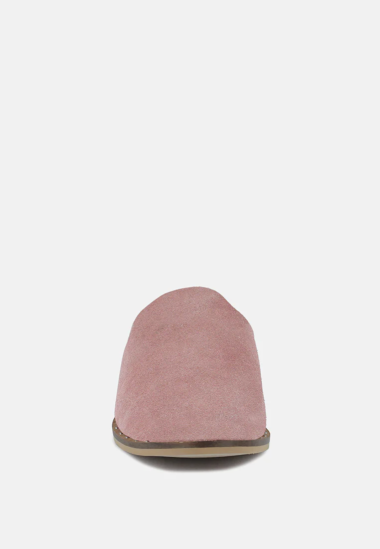 LIA Dusty Pink Handcrafted Suede Mules - Image 3