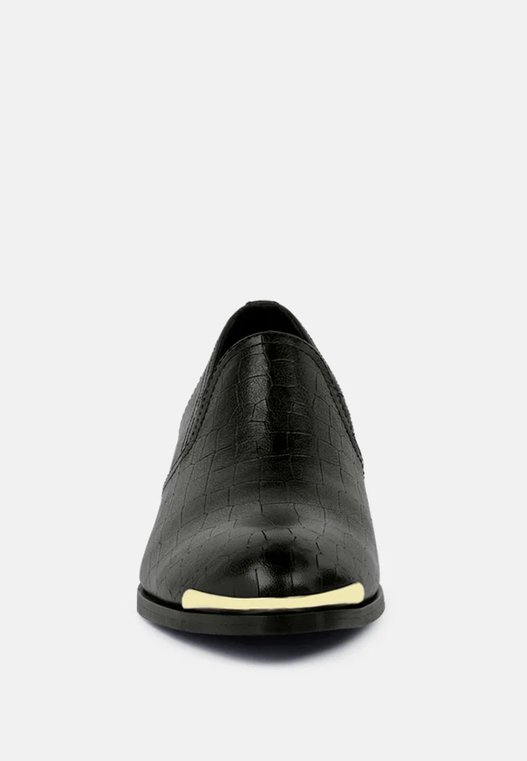 LILLIAM Black Metal Highlight Casual Leather Loafers - Image 4