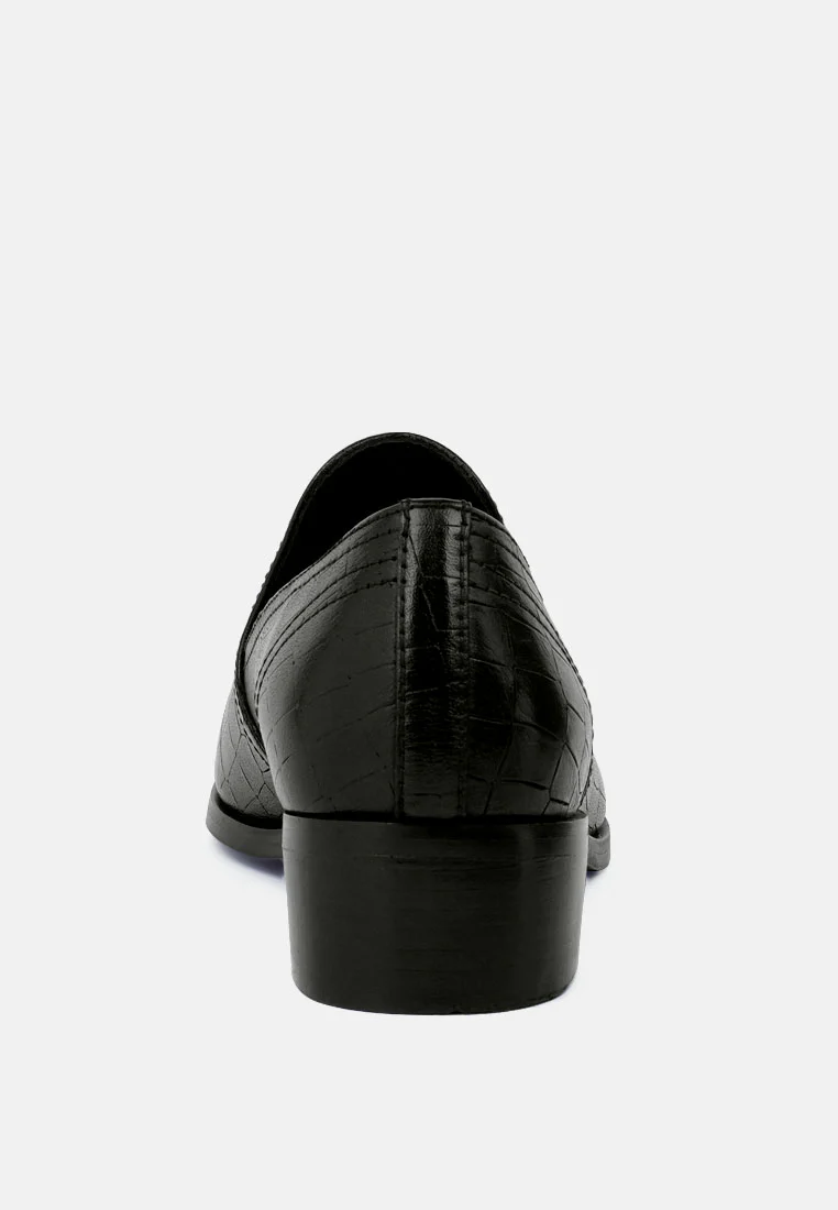 LILLIAM Black Metal Highlight Casual Leather Loafers - Image 5