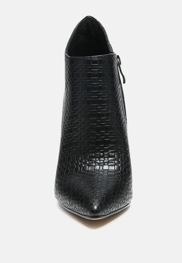 LOLITA Woven Texture Stiletto Boot in Black - Image 3