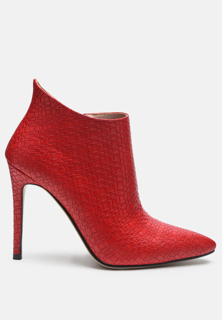 LOLITA Woven Texture Stiletto Boot in Red - Image 3