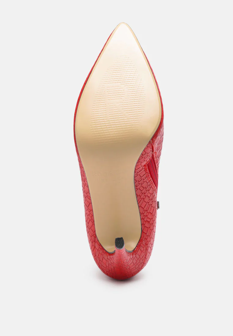 LOLITA Woven Texture Stiletto Boot in Red - Image 7